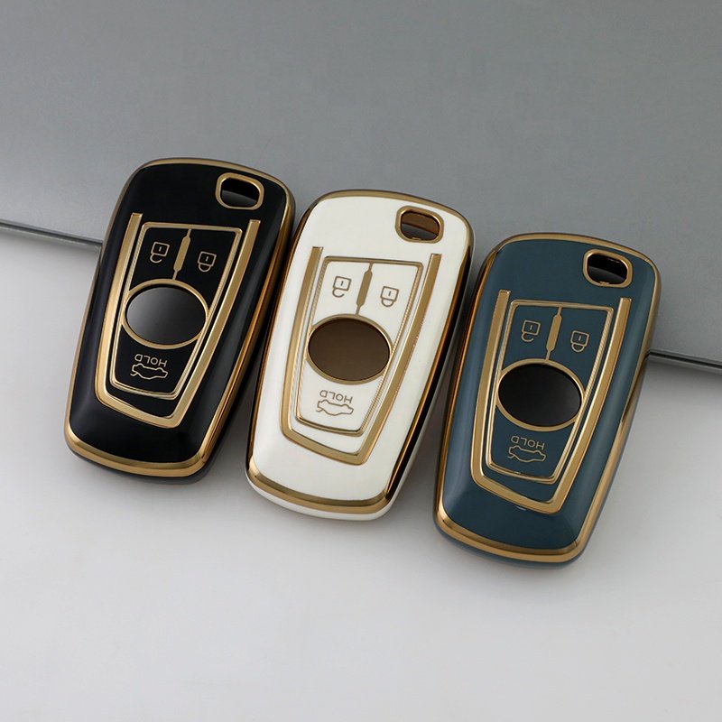 Gold Edge TPU Car Key Case Cover For Peugeot 408 508 2008 3008 4008 5008 Car Accessories Key Holder
