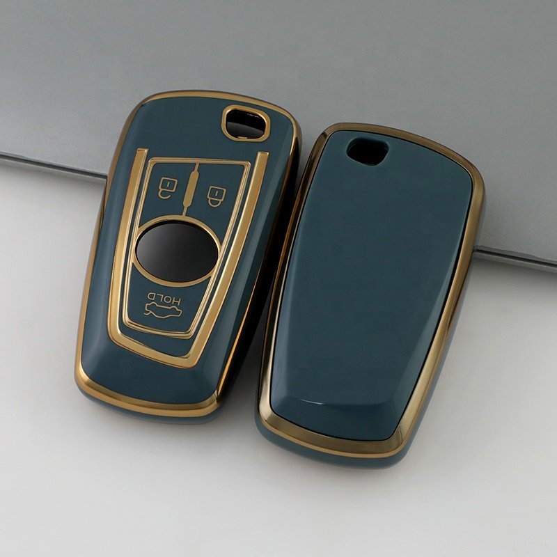 Gold Edge TPU Car Key Case Cover For Peugeot 408 508 2008 3008 4008 5008 Car Accessories Key Holder