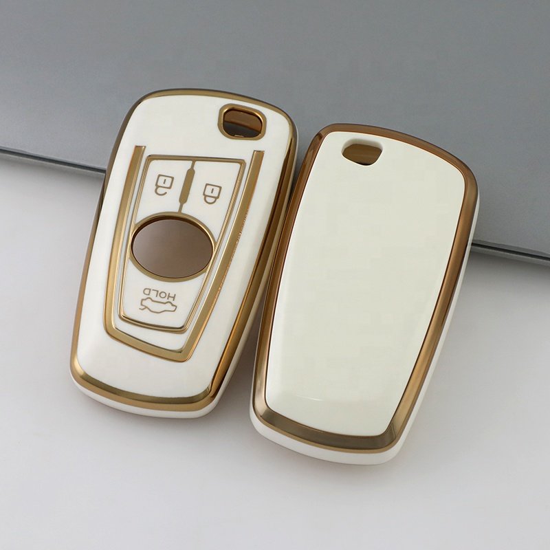 Gold Edge TPU Car Key Case Cover For Peugeot 408 508 2008 3008 4008 5008 Car Accessories Key Holder