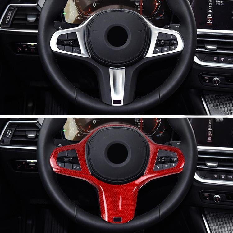 Carbon Fiber Steering Wheel Trim for New BMW 3 Series G20 Z4 Luxury Interior Modification with Key Frame Protective Accessories