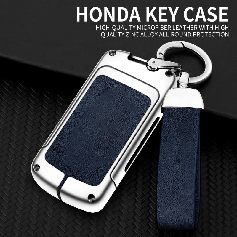 Flip Zinc Alloy Leather Car Logo Key Case Cover For Honda Civic Fit Accord Crv Hrv Jazz Odyssey For Acura Tl Tsx Zdx Rsx Crz