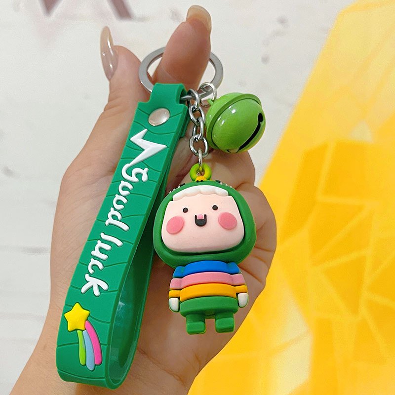Cartoon Dinosaurs Keychain 3D Rubber Cute Doll Keychain Backpack Bag Charm Pendant Couple Keyring Accessories- Mixed