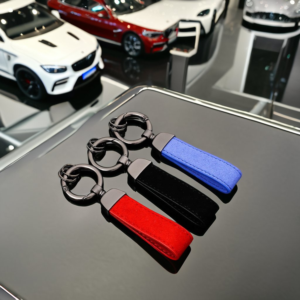 Customized Car Keychains Wholesale Logo Leather Car Key Chain Turn Fur For Audi S RS Sline For BMW M For Benz AMG