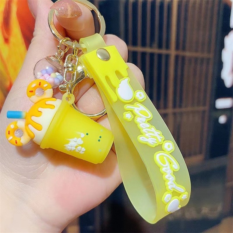 Wholesale Hot Selling Ice cream Milk Tea Key Chain Mini 3D PVC Keychain Car Accessories Rubber Key Chains