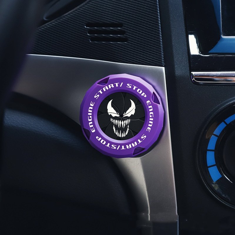 Auto Engine Start Button Cover Car Interior Decor Bat Ignition Rotate Switch One Key Stop Button Accessory