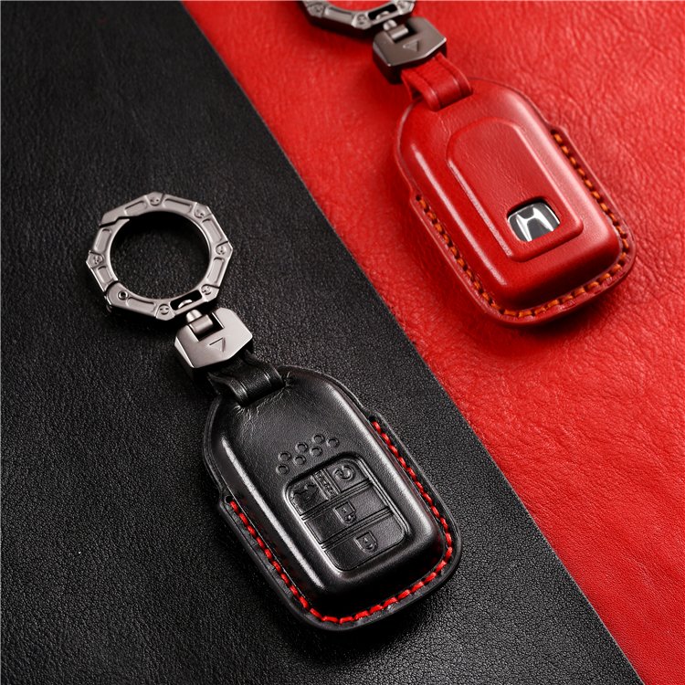 Handmade Genuine Leather Car Key Case Cover for Honda Accord Civic CRV Pilot Ridgeline Passport Smart Remote Key Protector