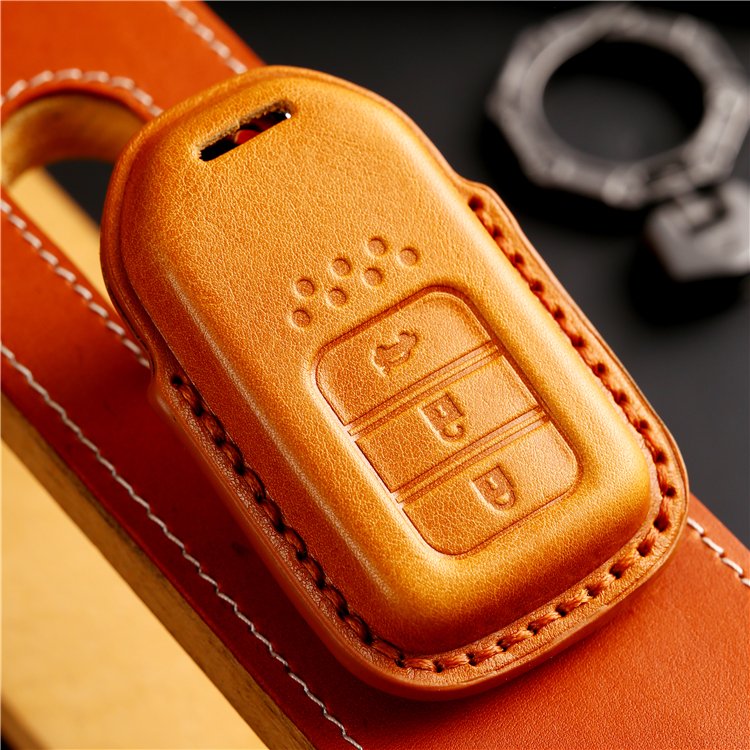 Handmade Genuine Leather Car Key Case Cover for Honda Accord Civic CRV Pilot Ridgeline Passport Smart Remote Key Protector