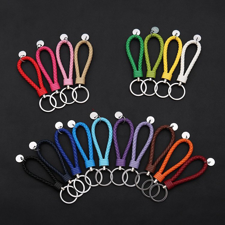 keychain hooks with key rings leather keychain custom car key accessories short woven lanyard keychain pendant