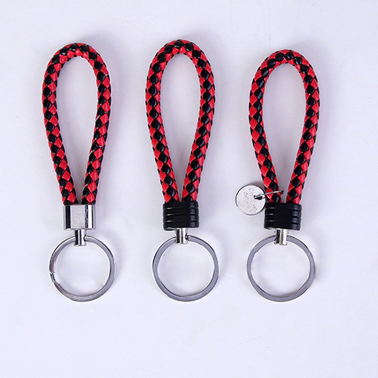 keychain hooks with key rings leather keychain custom car key accessories short woven lanyard keychain pendant