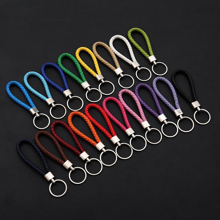 keychain hooks with key rings leather keychain custom car key accessories short woven lanyard keychain pendant
