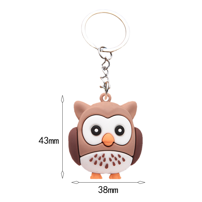 Cartoon Animal PVC Key Chain Pendant Creative UV Printed Owl Design Cute Forest Story Small Gift for Car Accessories Wholesale