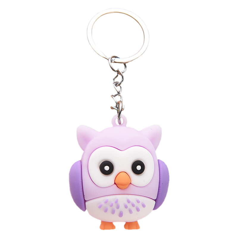 Cartoon Animal PVC Key Chain Pendant Creative UV Printed Owl Design Cute Forest Story Small Gift for Car Accessories Wholesale