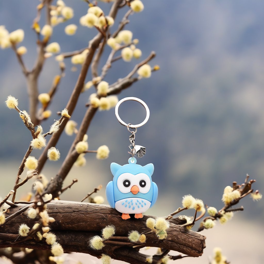 Cartoon Animal PVC Key Chain Pendant Creative UV Printed Owl Design Cute Forest Story Small Gift for Car Accessories Wholesale