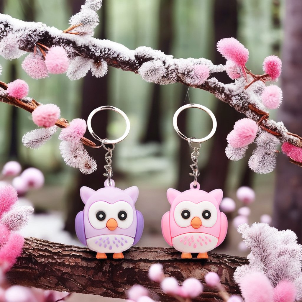 Cartoon Animal PVC Key Chain Pendant Creative UV Printed Owl Design Cute Forest Story Small Gift for Car Accessories Wholesale