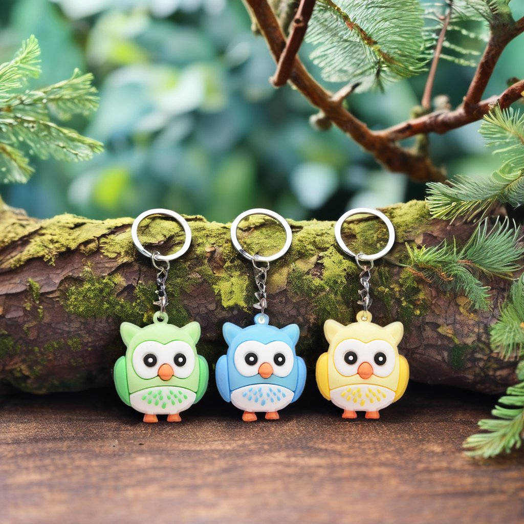 Cartoon Animal PVC Key Chain Pendant Creative UV Printed Owl Design Cute Forest Story Small Gift for Car Accessories Wholesale