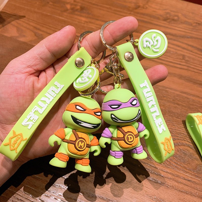 Cute Cartoon 3D Tortoise Doll Keychain Ninja Pendant Bag Car Key Anti-Lost Accessories Key Chain Custom Key Rings with Strap