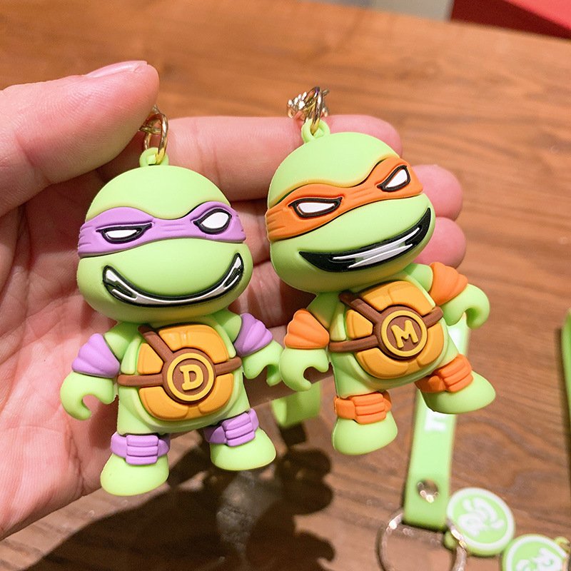 Cute Cartoon 3D Tortoise Doll Keychain Ninja Pendant Bag Car Key Anti-Lost Accessories Key Chain Custom Key Rings with Strap