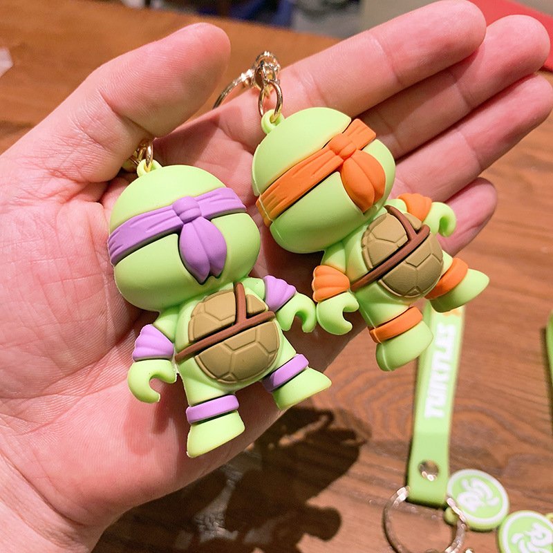 Cute Cartoon 3D Tortoise Doll Keychain Ninja Pendant Bag Car Key Anti-Lost Accessories Key Chain Custom Key Rings with Strap