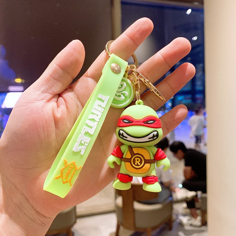 Cute Cartoon 3D Tortoise Doll Keychain Ninja Pendant Bag Car Key Anti-Lost Accessories Key Chain Custom Key Rings with Strap