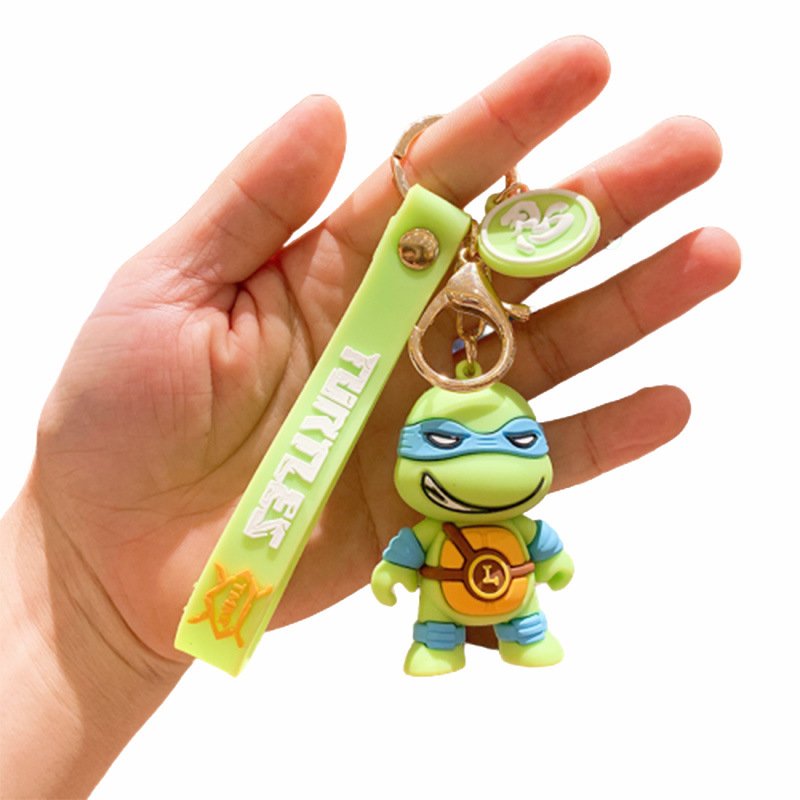 Cute Cartoon 3D Tortoise Doll Keychain Ninja Pendant Bag Car Key Anti-Lost Accessories Key Chain Custom Key Rings with Strap