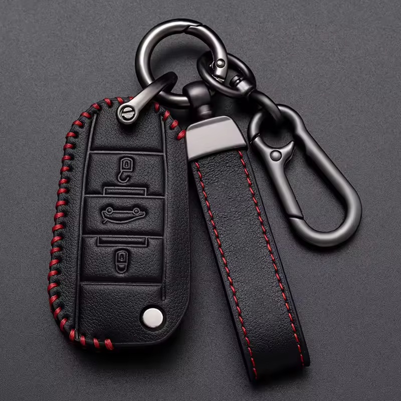 custom logo luxury Leather Car Key case fob Cover shell for Peugeot 405 208 308 206 207 307 407 car key accessories