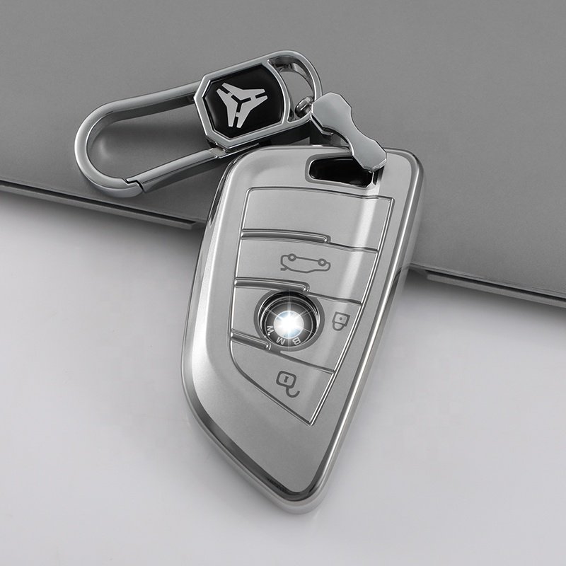 Premium Soft Full Protection Car Key Case Key Fob cover with Keychain Accessories for BMW X1 X2 X3 X5 X6 Series 1 2 5 6 7 M5 M6