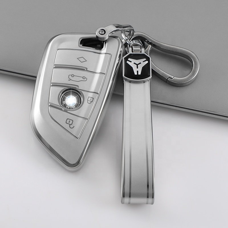 Premium Soft Full Protection Car Key Case Key Fob cover with Keychain Accessories for BMW X1 X2 X3 X5 X6 Series 1 2 5 6 7 M5 M6
