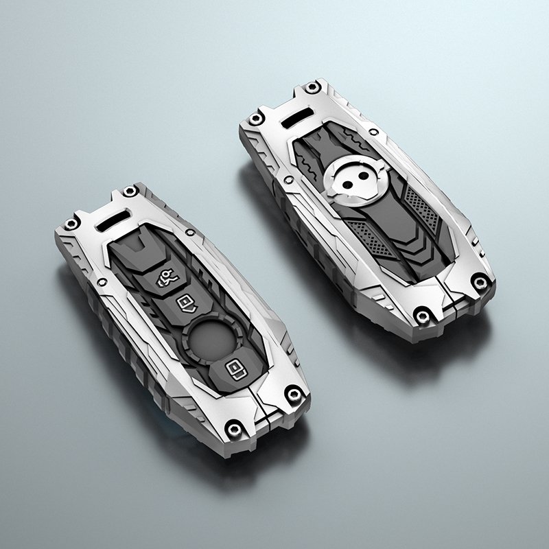 Car Accessories Interior Zinc Alloy+Silicone Car Key Cover Case Keyless Key Fob Protector Fit for Mercedes Benz Car Key