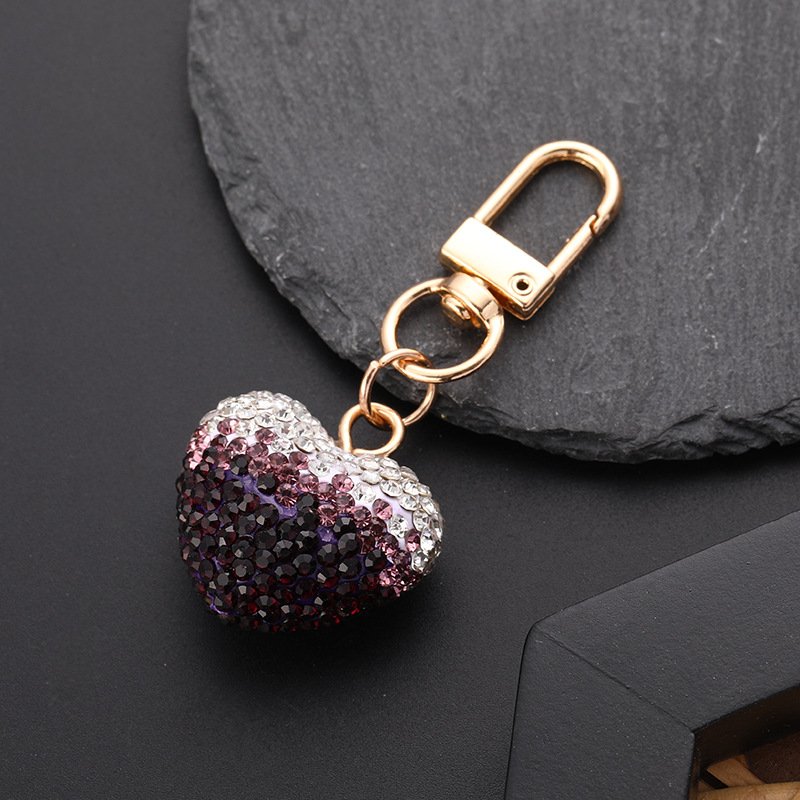 Best Selling Bag Accessories Belt Crystal Ball Fashion Heart Bag Accessories Car Keychain Fantasy Rhinestone Keychain
