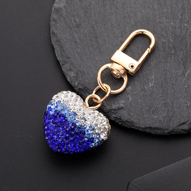 Best Selling Bag Accessories Belt Crystal Ball Fashion Heart Bag Accessories Car Keychain Fantasy Rhinestone Keychain