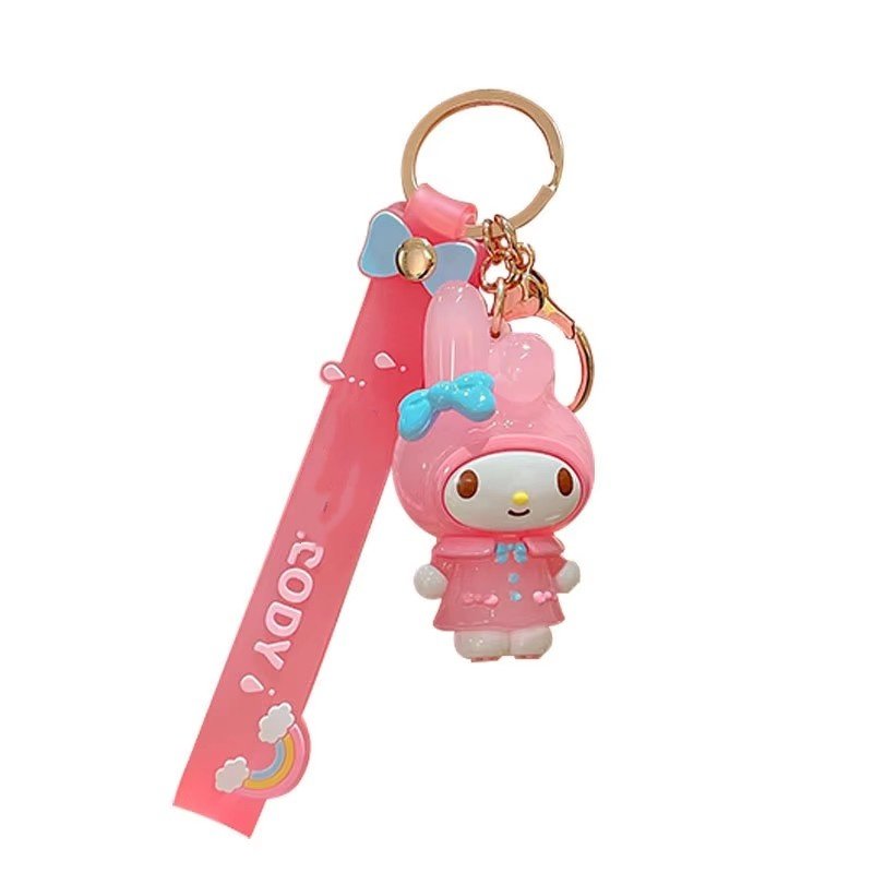 Botu new kawaii cartoon Raincoat pvc keychain anime kulomi melody kitty cartoon bag pendant key tag mini pvc Figures Toy gifts