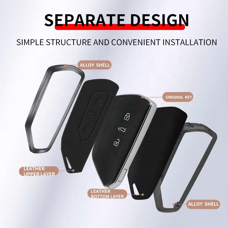 For Personalize Able Black Fob VW Polo Car Accessories Polo Leather Shaping Mold Case Metal Key Cover For Car Keys