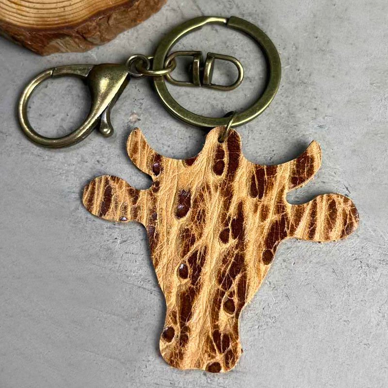 Western Style Multistyle OX Headed Horse Hair Head Pendant Keychain Personalized Leather Keychain For Bag Key Jewelry Gifts