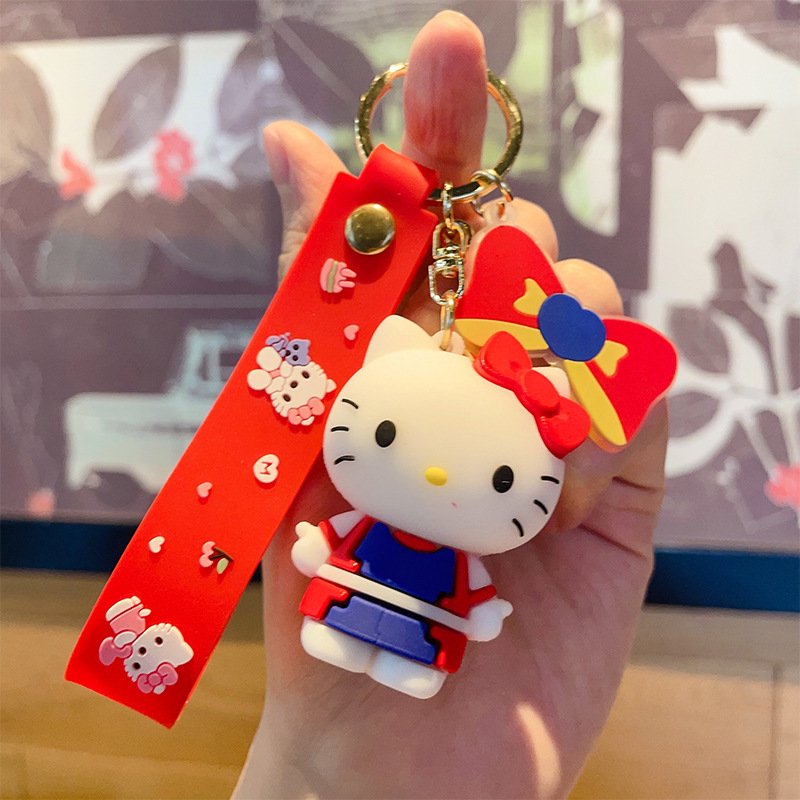 3D Cute Kitty Keychain Lovely Cartoon Anti-Lost Pendant Custom PVC Keychains Accessories Kids Gift for Car Key Decoration