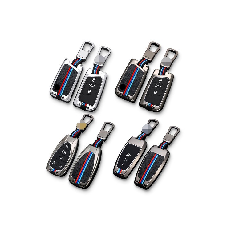 High Quality Zinc Alloy Car Key Case Cover 4 Buttons Silicone Metal Car Key Shell Protector Car Keys Accessories