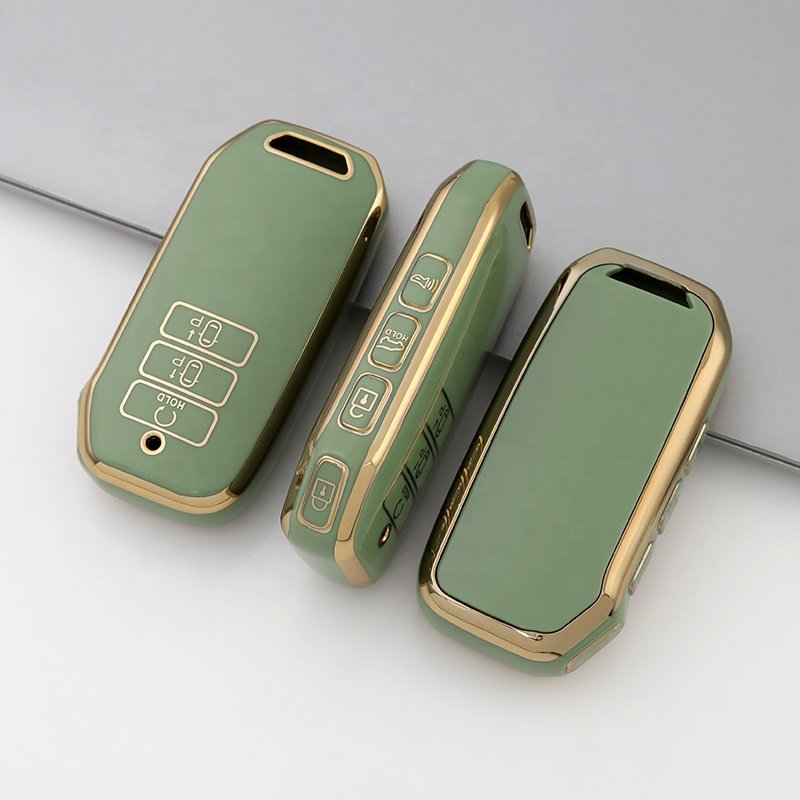 Gold Edge TPU Key Fob Cover Fit for KIA EV6 Sportage Plug in Hybrid 2024 2023 2022 TPU Protector car key case Accessories