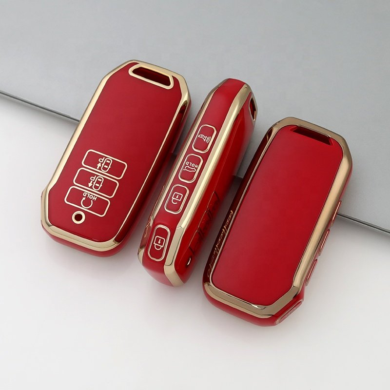 Gold Edge TPU Key Fob Cover Fit for KIA EV6 Sportage Plug in Hybrid 2024 2023 2022 TPU Protector car key case Accessories