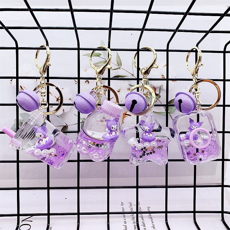 Cute New Acrylic Doll Key Accessories Bag Pendant Car Keyring Floating Bottle Oil Key Chain Liquid Keychain