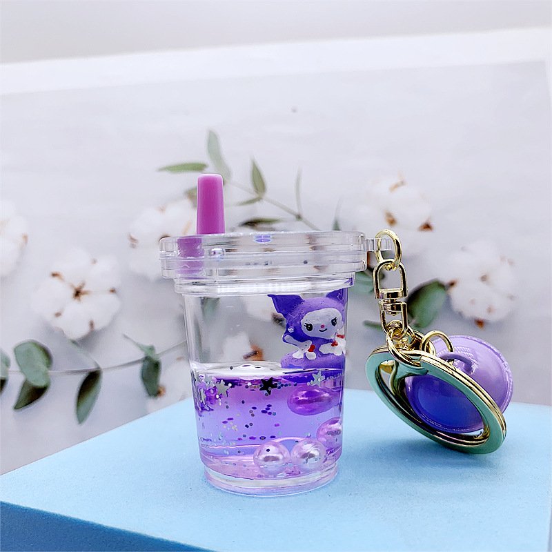 Cute New Acrylic Doll Key Accessories Bag Pendant Car Keyring Floating Bottle Oil Key Chain Liquid Keychain