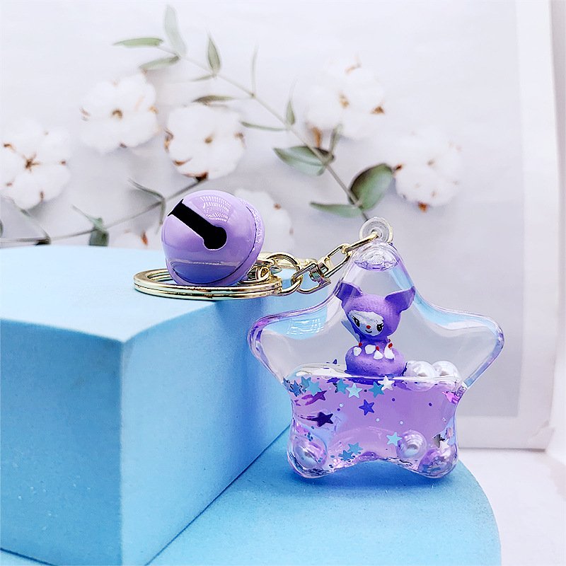 Cute New Acrylic Doll Key Accessories Bag Pendant Car Keyring Floating Bottle Oil Key Chain Liquid Keychain