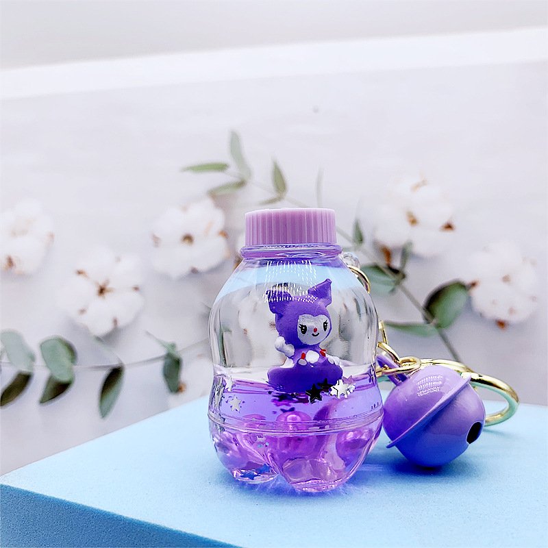 Cute New Acrylic Doll Key Accessories Bag Pendant Car Keyring Floating Bottle Oil Key Chain Liquid Keychain