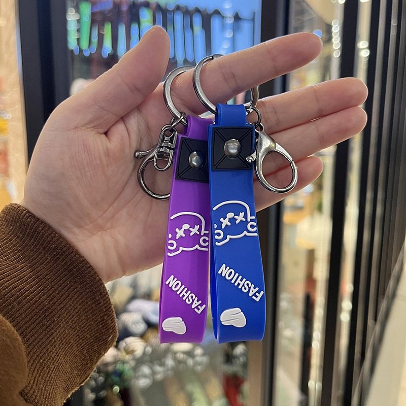 Cute Panda PVC Car Keychain Plastic Carabiner Key Strap with Accessory Bag Charm Holiday Gift for Car Owners