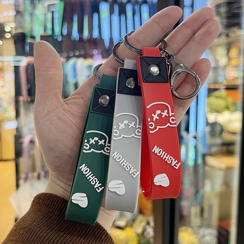 Cute Panda PVC Car Keychain Plastic Carabiner Key Strap with Accessory Bag Charm Holiday Gift for Car Owners