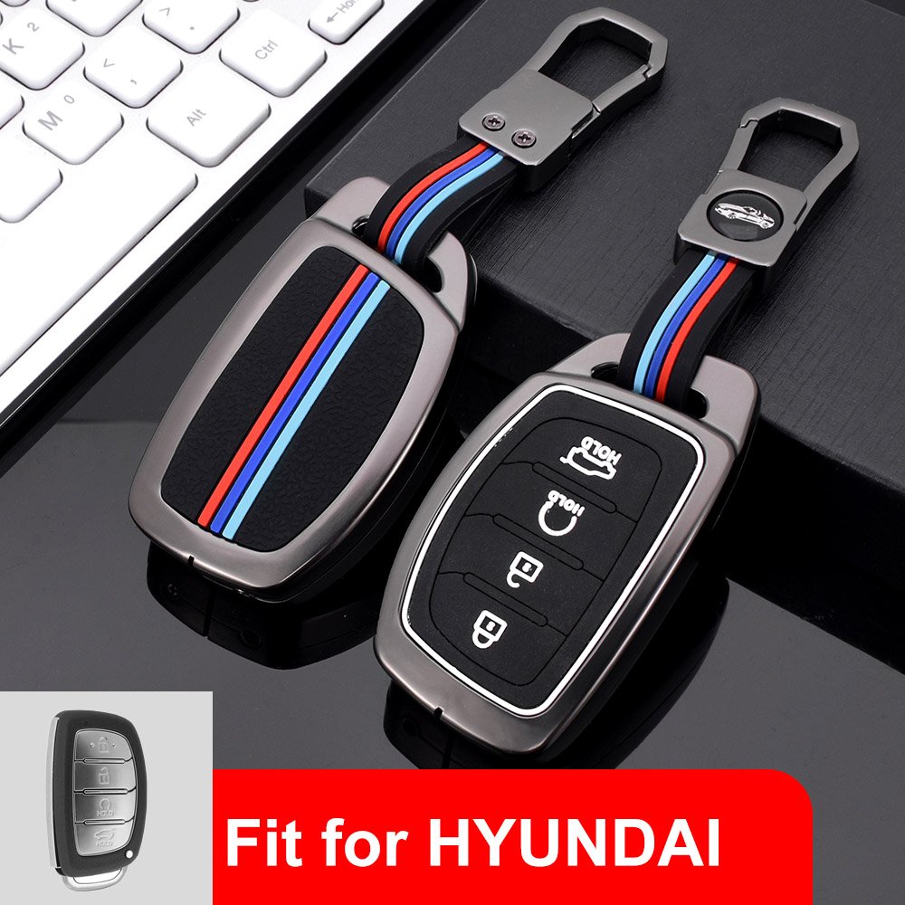 DM New Arriving Zinc Alloy silicone Car Key Case For Hyundai IX35 4 Button Flip Car Accessories Keychain