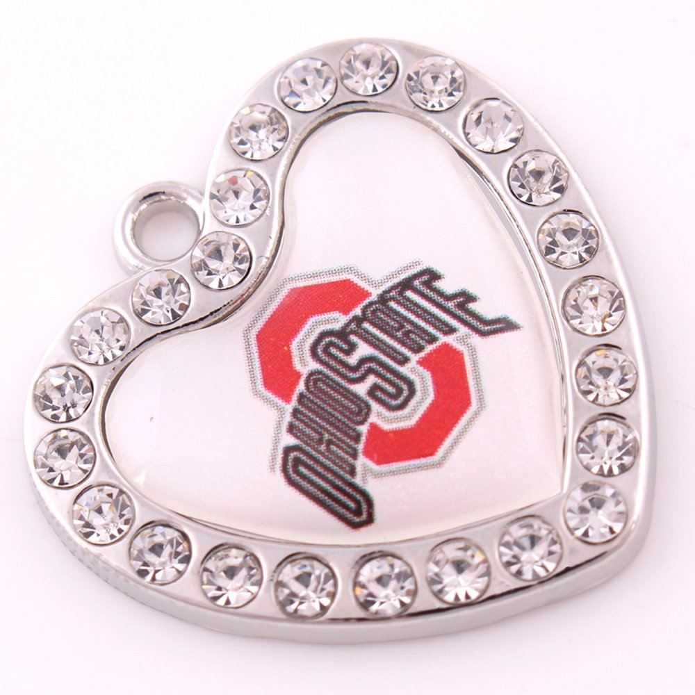 Customized Hard Enamel All 32 NFL Football Teams Sports Rhinestone Keychains Keyrings Pendant Custom NFL Heart Keychain