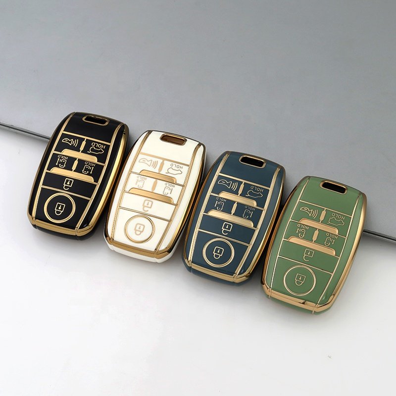 Gold Edge TPU Key Fob Cover Fit for Kia Optima Sorento Sportage Soul Forte Niro class car key case Accessories