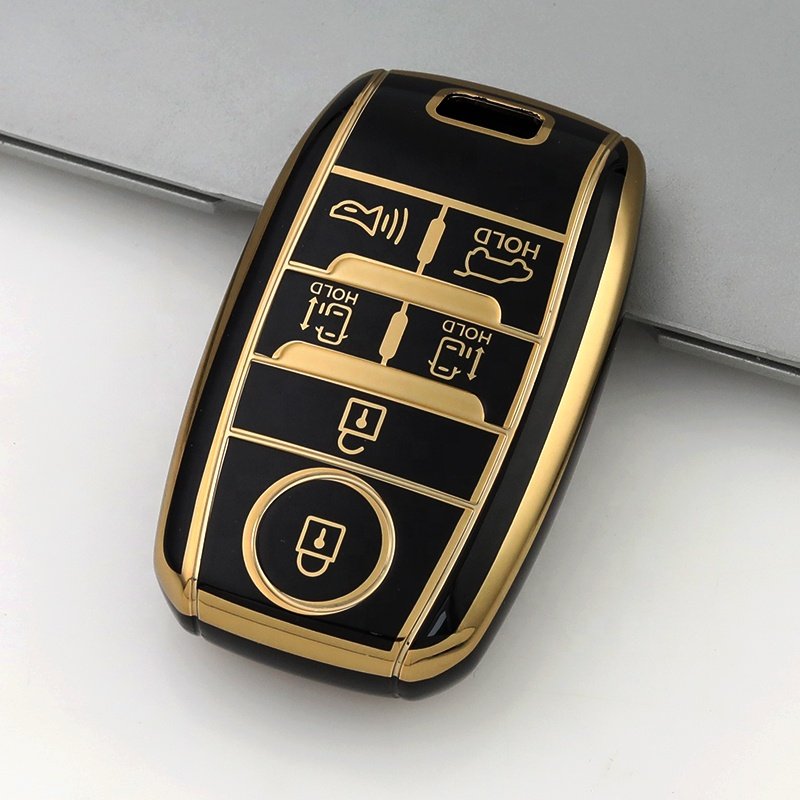 Gold Edge TPU Key Fob Cover Fit for Kia Optima Sorento Sportage Soul Forte Niro class car key case Accessories
