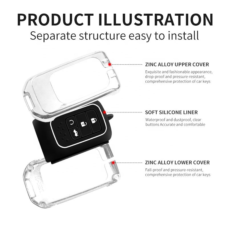 Manufacturer Supplier Alloy Metal Silicone With Logo For Honda CRV 2021 Key Shell Case For Car Cover