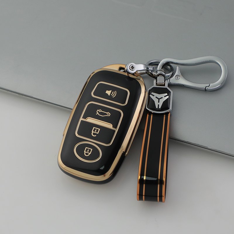 Silver Edge TPU Car Key Case Cover with keychain For Daihatsu Tanto LA610S Perodua Toyota Rush car accessories key protector