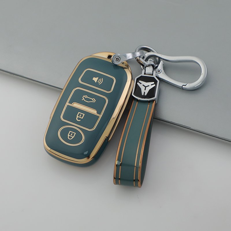 Silver Edge TPU Car Key Case Cover with keychain For Daihatsu Tanto LA610S Perodua Toyota Rush car accessories key protector